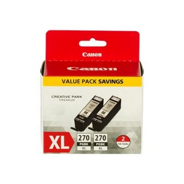 Picture of Canon 0319C005 (PGI-270XL) High Yield Pigment Black Ink Cartridges (2 pack) (2 x 22.2 ml)