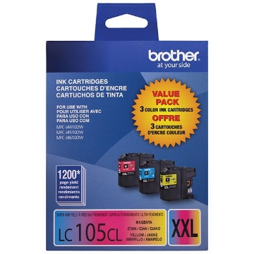 Picture of Brother LC-1053PKS Extra High Yield Cyan, Yellow, Magenta Ink Cartridges (3 pack) (1200 Yield)