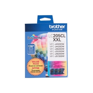 Picture of Brother LC-2053PKS (LC-205C, LC-205M, LC-205Y) Cyan, Magenta, Yellow Inkjet Cartridges (3 pack)