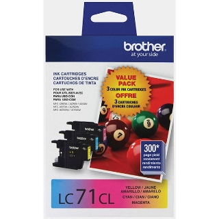 Picture of Brother LC-713PKS (LC-71C, LC-71M, LC-71Y) Cyan, Yellow, Magenta Inkjet Cartridges (3 pack) (300 x 3)