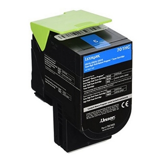 Picture of Compatible 70C1HC0 (Lexmark #701HC) High Yield Cyan Toner Cartridge (3000 Yield)